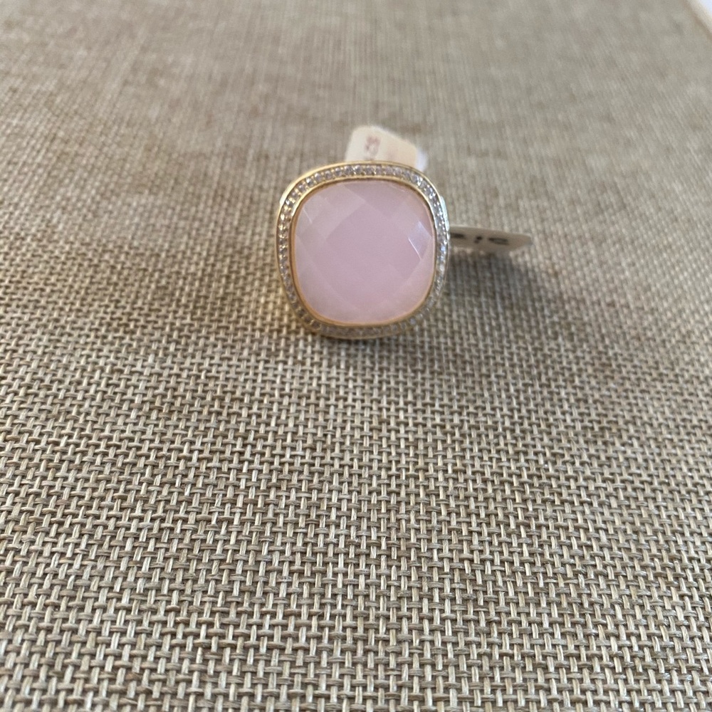 Rose quartz ring. SS with gold overlay. NWT.